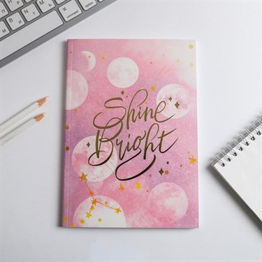 Ежедневник в тонкой обложке с тиснением Shine bright, А5, 80 листов - фото 50313