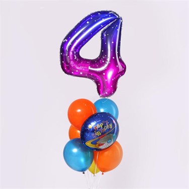 Букет из шаров «День рождения – космос. 4 года», фольга, латекс, набор 7 шт. - фото 50447
