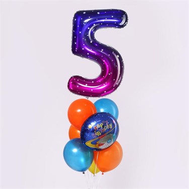 Букет из шаров «День рождения – космос. 5 лет», фольга, латекс, набор 7 шт. - фото 50449