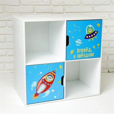 Стеллаж с дверцами «Космос», 60 × 60 см, цвет белый - фото 52078