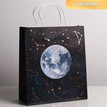 Пакет крафтовый «Вселенная», 26 × 30 × 11,5 см - фото 52525