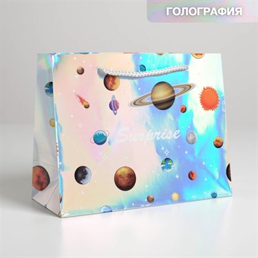 Пакет подарочный голографический «Surprise», 23 × 18 × 10 см - фото 53308