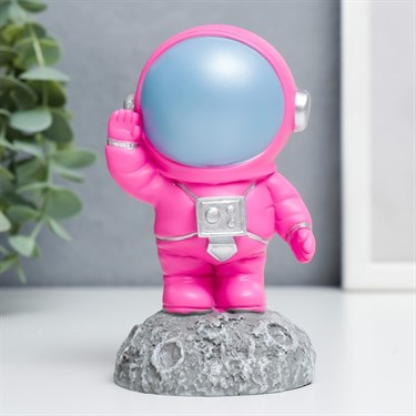 Сувенир полистоун "Астронавт на луне" ярко-розовый 11,5х6,5х6,5 см - фото 55216