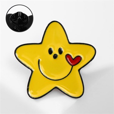Значок "Звезда" с улыбкой, цвет жёлто-красный в чёрном металле - фото 56002