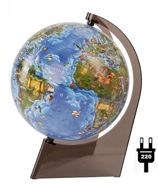 Глобус Земли для детей, с подсветкой, диаметр 210 мм - фото 63709