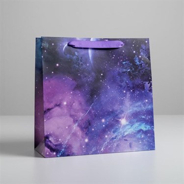 Пакет ламинированный квадратный «Космос», 30 × 30 × 12 см