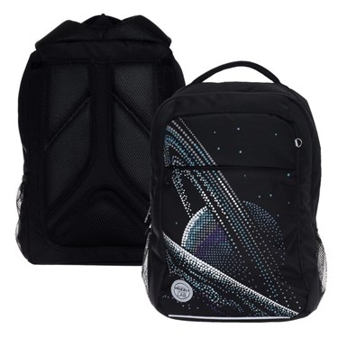 Рюкзак школьный Grizzly "Космос", 39 х 26 х 19 см, эргономичная спинка, отделение для ноутбука, чёрный